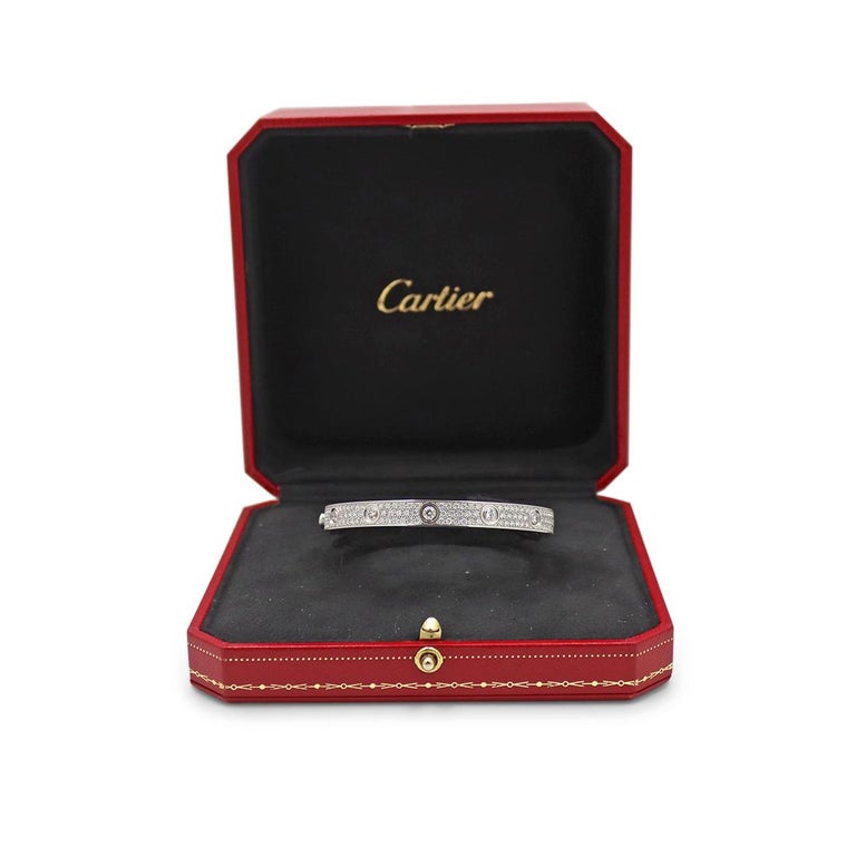 Cartier 'Love' White Gold Diamond Bracelet For Sale 1