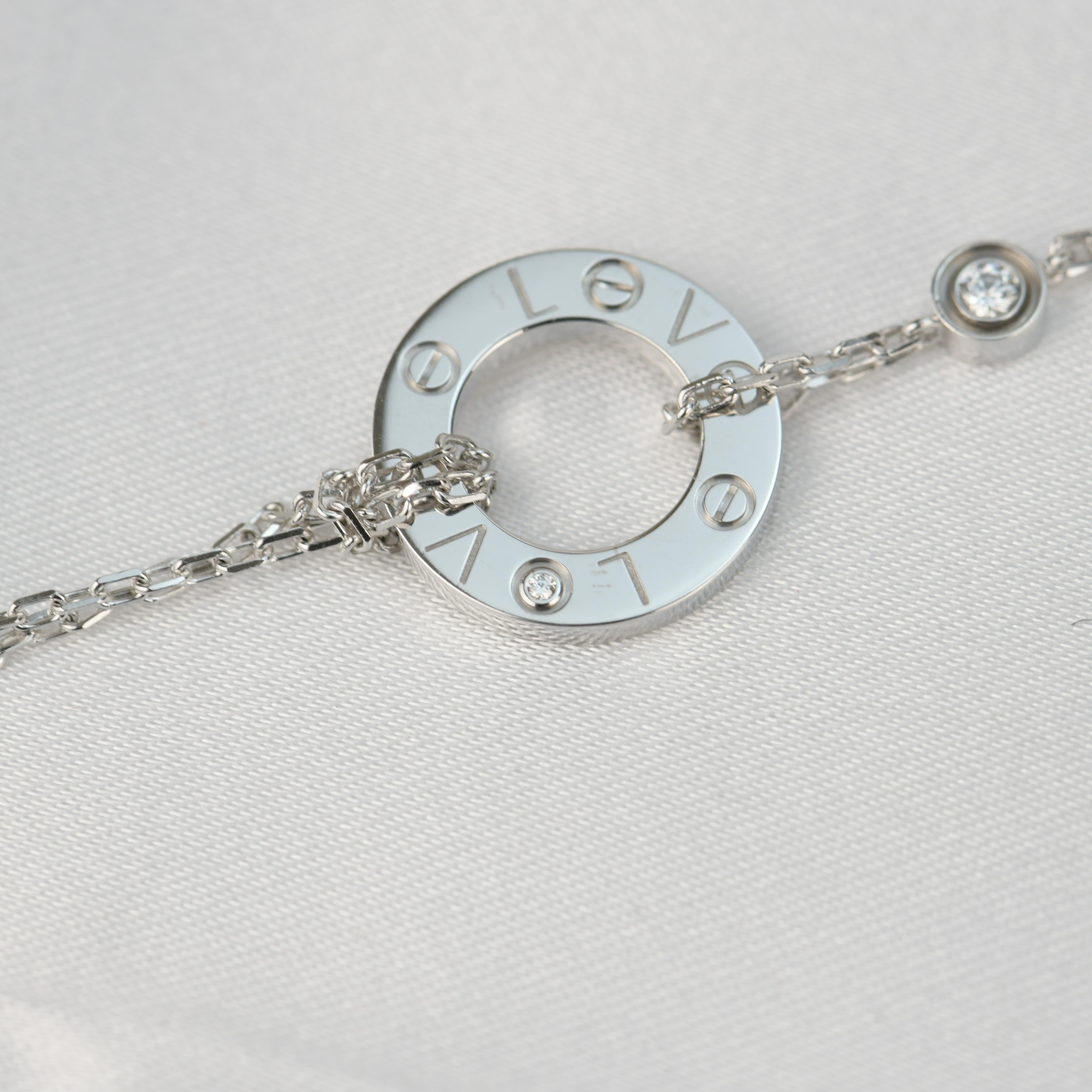 Women's or Men's Cartier Love White Gold Diamond Bracelet