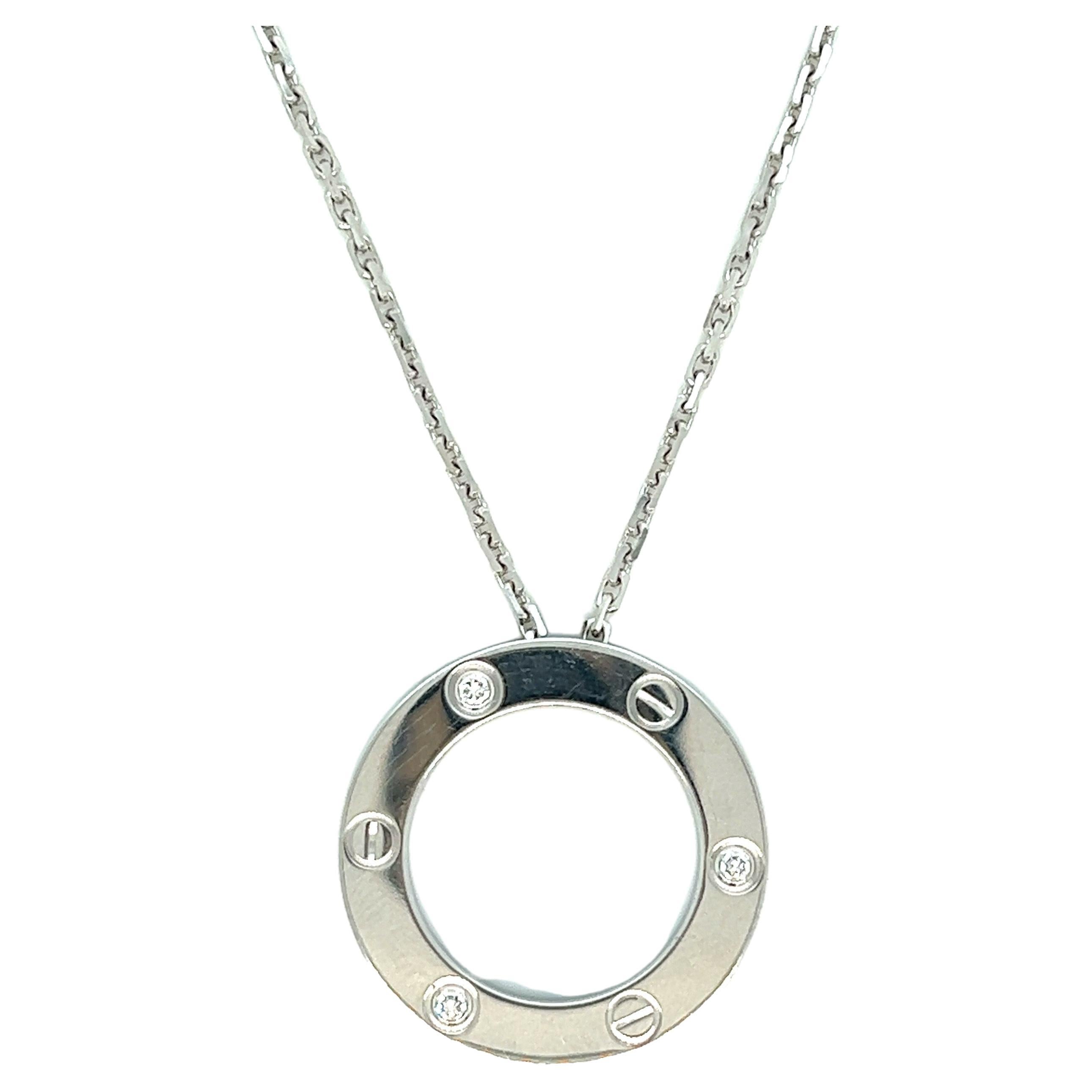 Cartier White Gold Bezel Set Diamond Necklace at 1stDibs | cartier ...