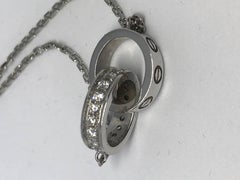 Cartier Love White Gold Diamond Necklace with 17 Inch Chain