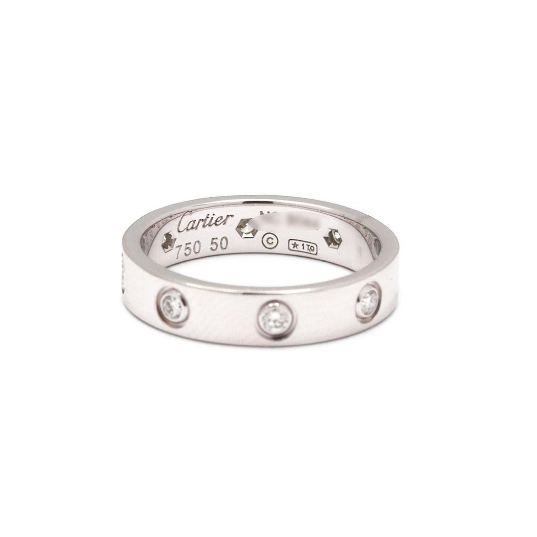 Round Cut Cartier Love White Gold Diamond Wedding Band For Sale