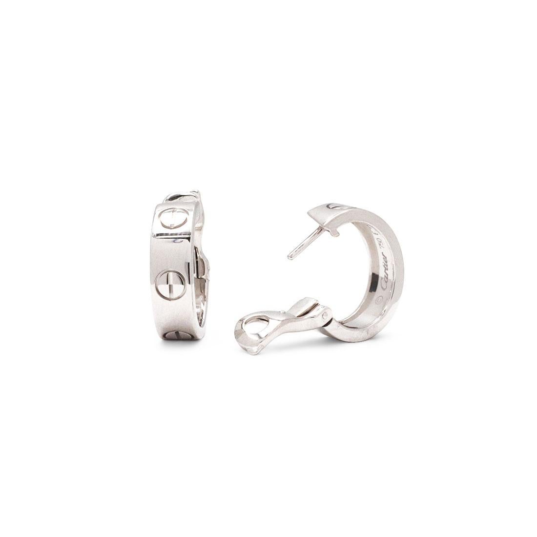 Cartier 'Love' White Gold Earrings In Excellent Condition In New York, NY