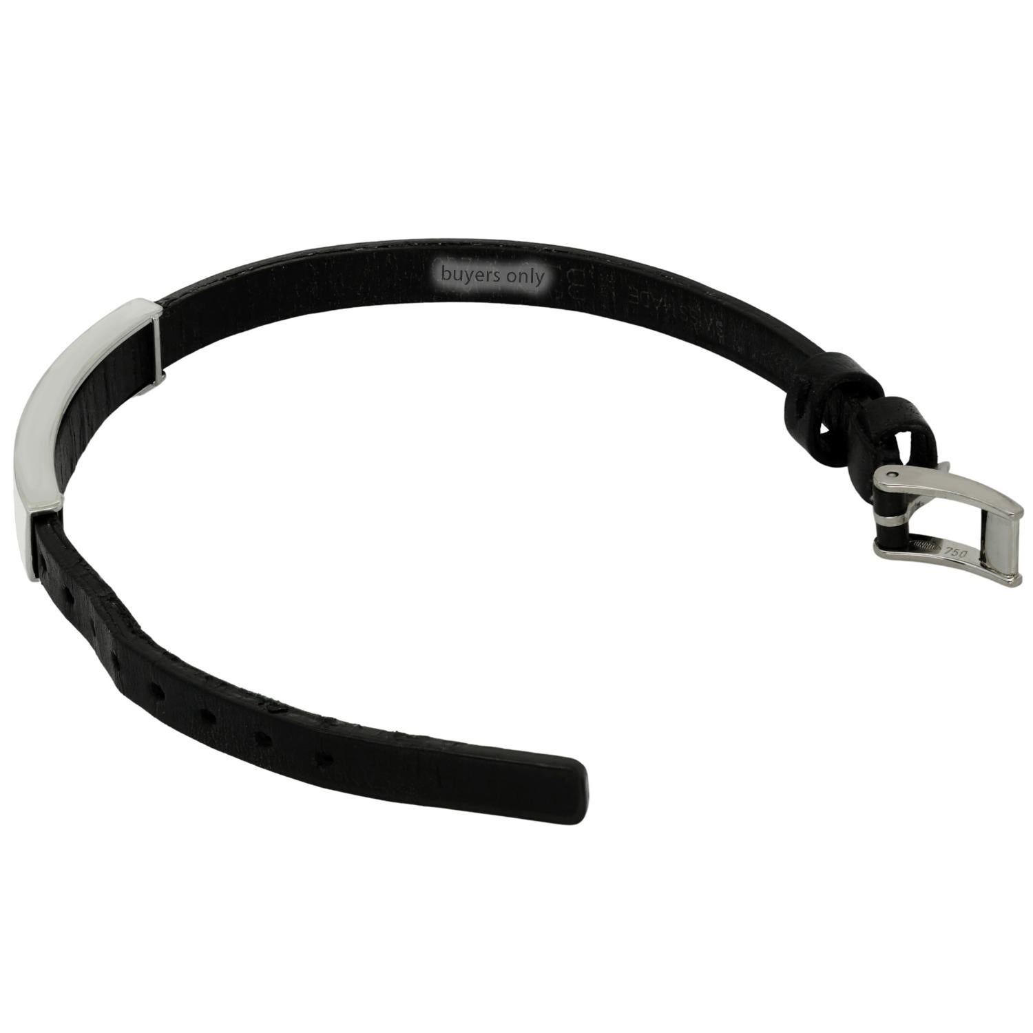 Women's or Men's Cartier Love White Gold Slide Bar Leather Strap Bracelet