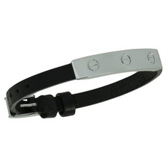 CARTIER Love White Gold Slide Bar Leather Strap Bracelet