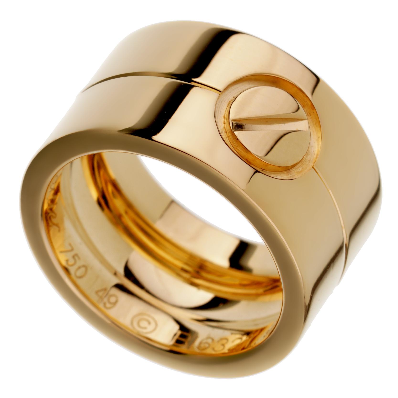 Cartier Love Breiter Gelbgold-Bandring im Zustand „Hervorragend“ in Feasterville, PA