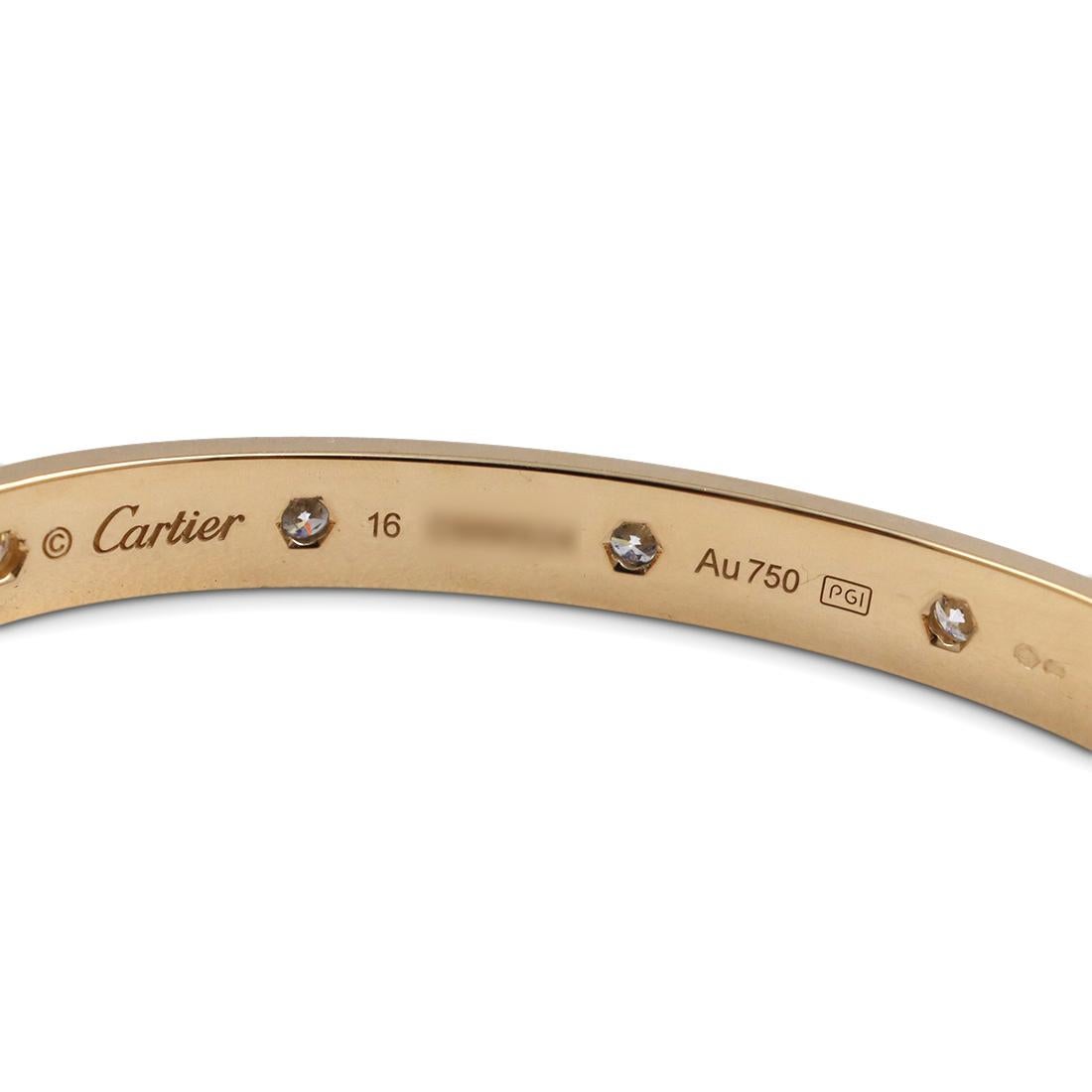 Cartier 'Love' Yellow Gold 10-Diamond Bracelet 1