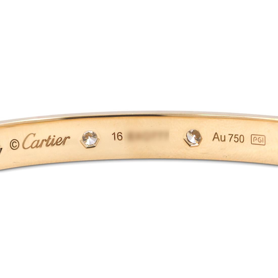 Brilliant Cut Cartier 'Love' Yellow Gold 10-Diamond Bracelet