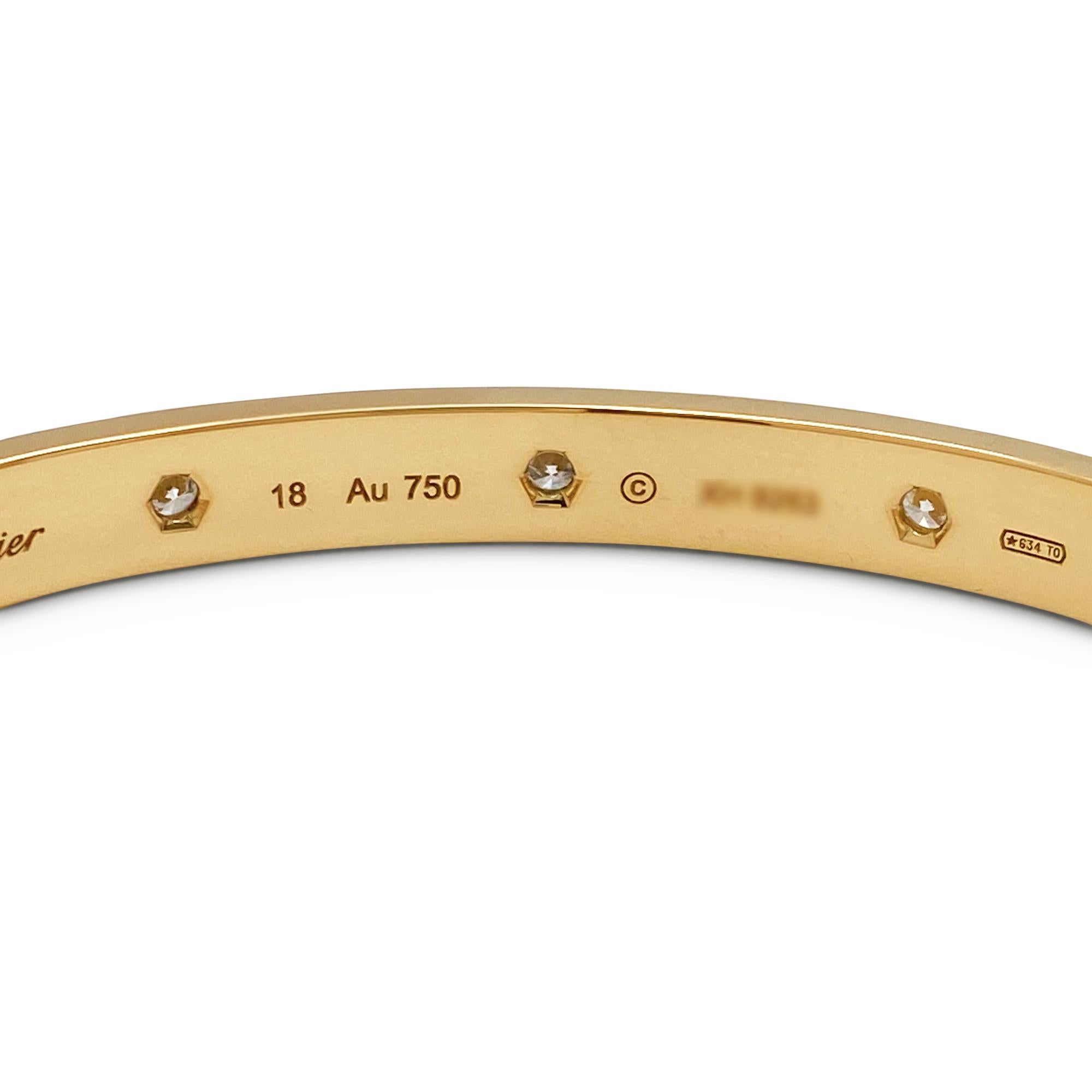 Round Cut Cartier 'Love' Yellow Gold 10-Diamond Bracelet