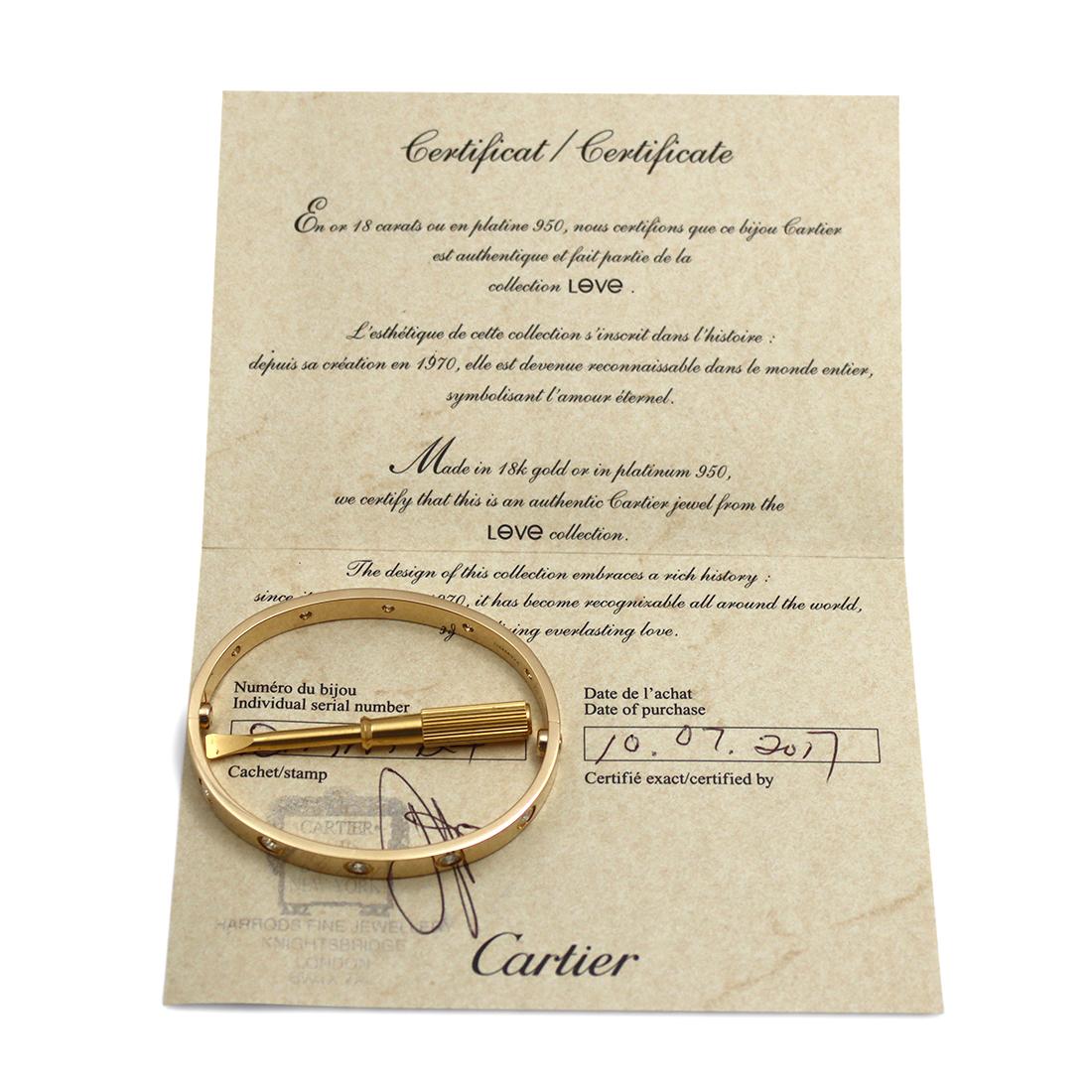 Cartier 'Love' Yellow Gold 10-Diamond Bracelet 2
