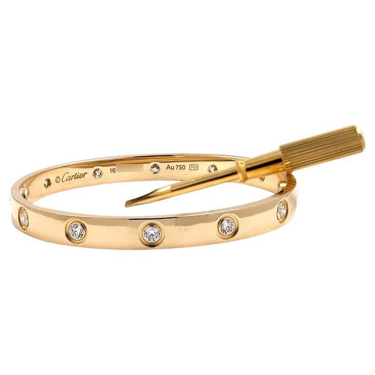 Cartier 'Love' Yellow Gold 10-Diamond Bracelet at 1stDibs