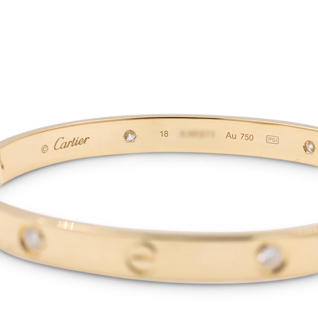Brilliant Cut Cartier 'Love' Yellow Gold 4-Diamond Bracelet