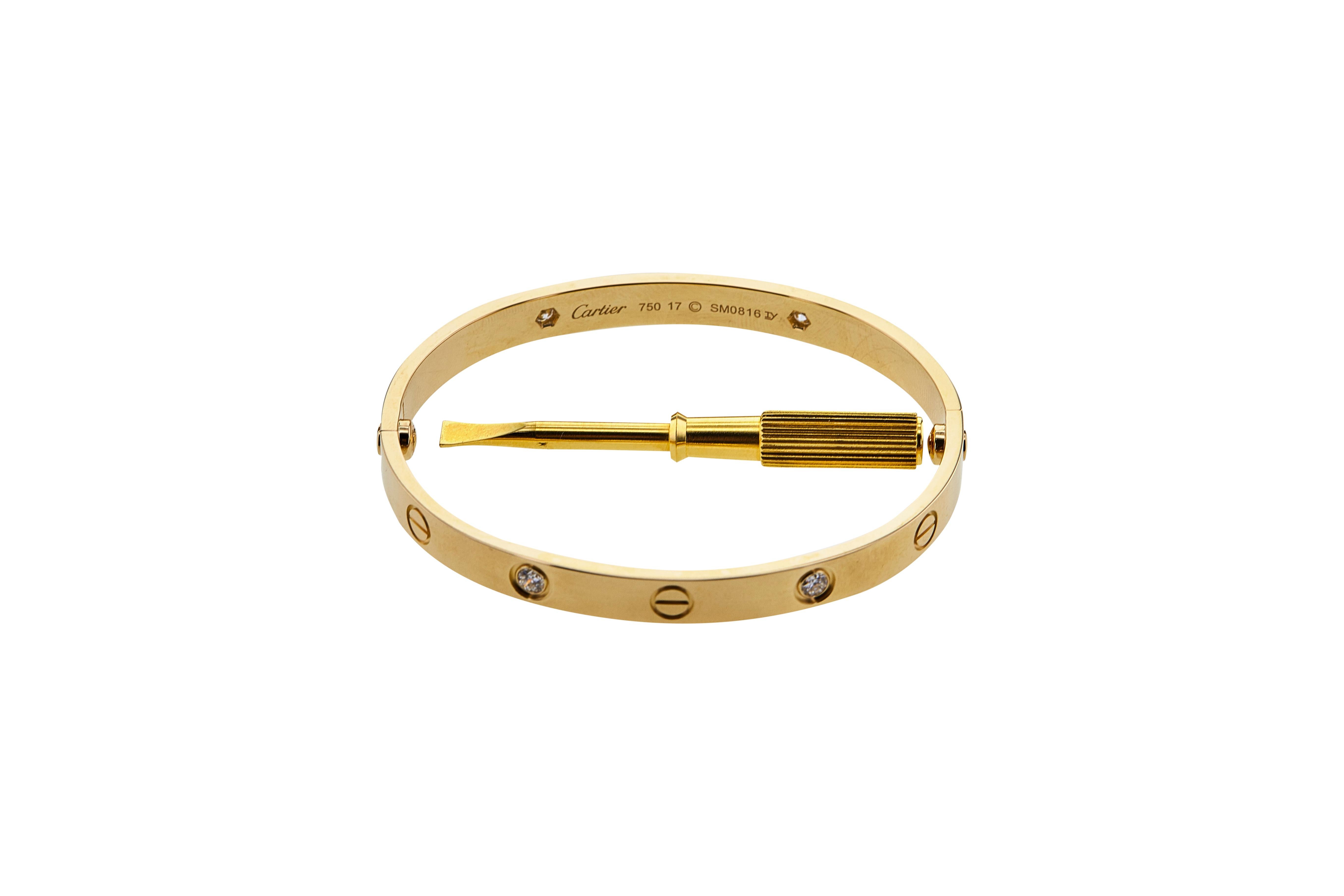 Cartier 'Love' Armband aus Gelbgold mit 4 Diamanten 2