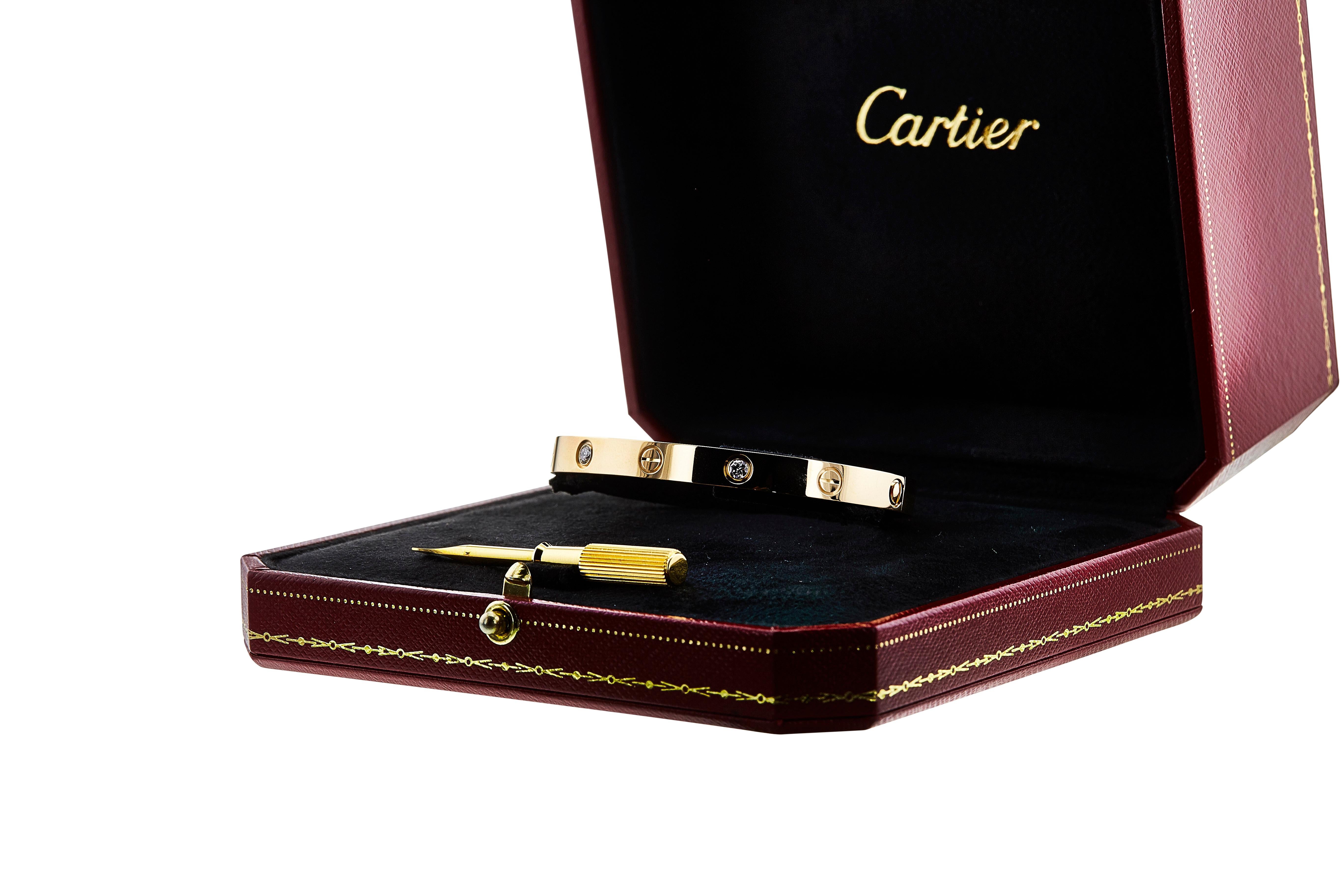 Cartier 'Love' Yellow Gold 4-Diamond Bracelet 3