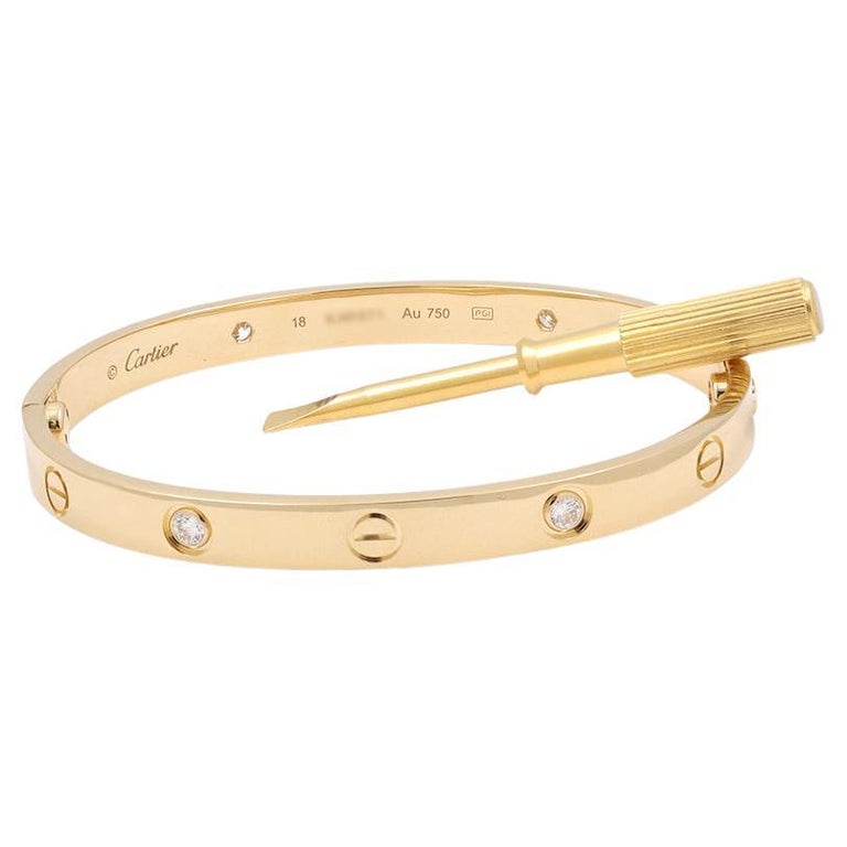 Cartier Love Yellow Gold 4 Diamond Bracelet At 1stdibs