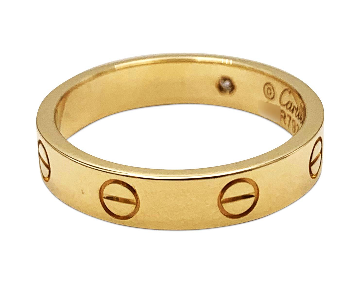 Round Cut Cartier 'Love' Yellow Gold and Diamond Ring