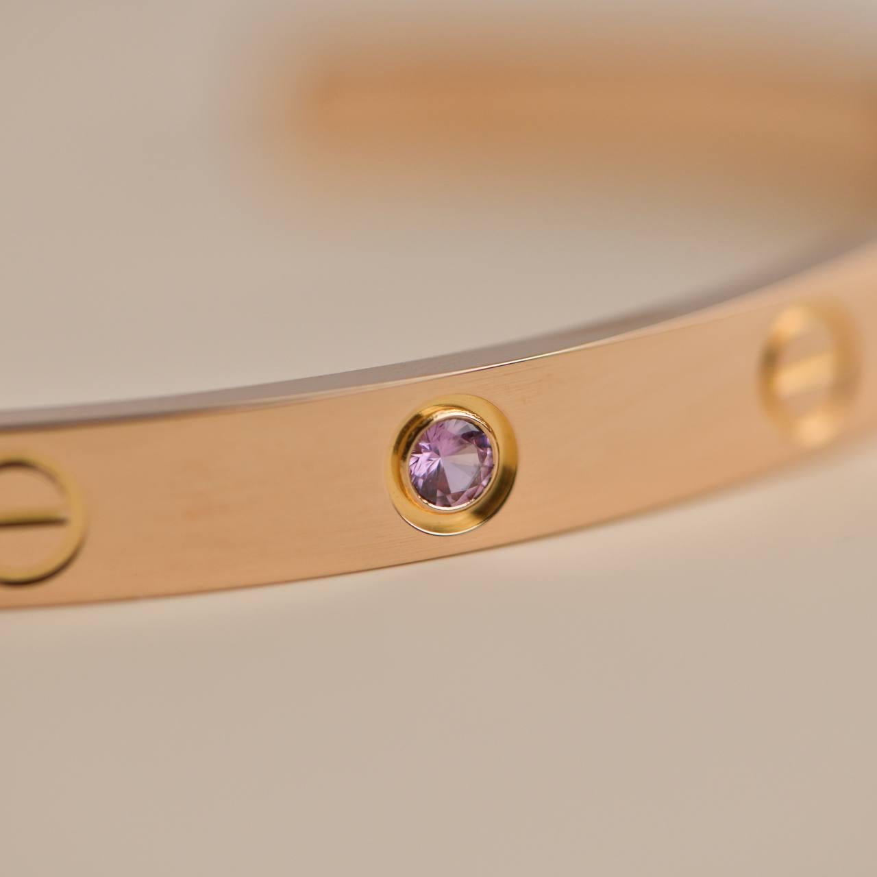 Women's or Men's Cartier Love Yellow Gold Bangle with Sapphire