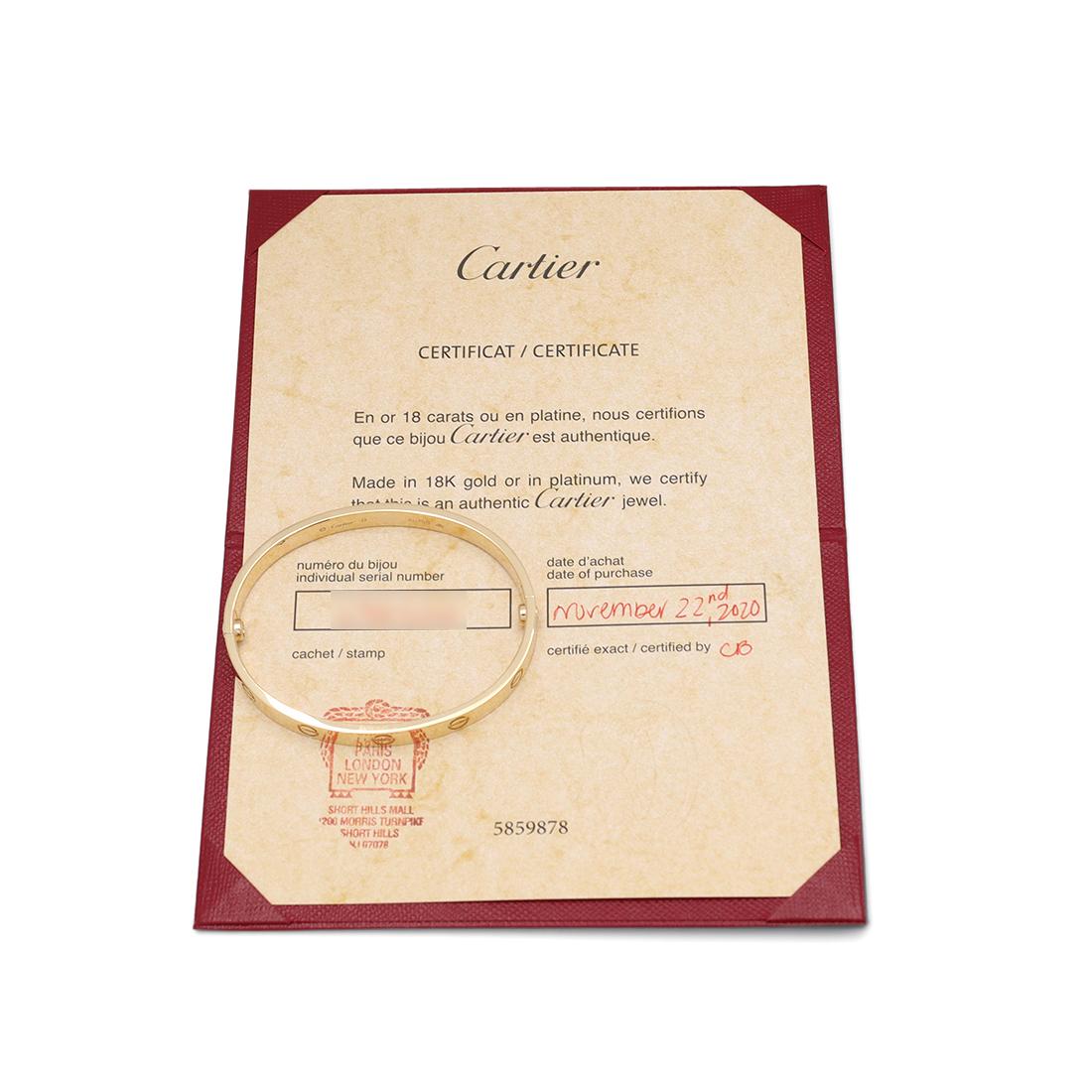 Cartier Love Yellow Gold Bracelet 1