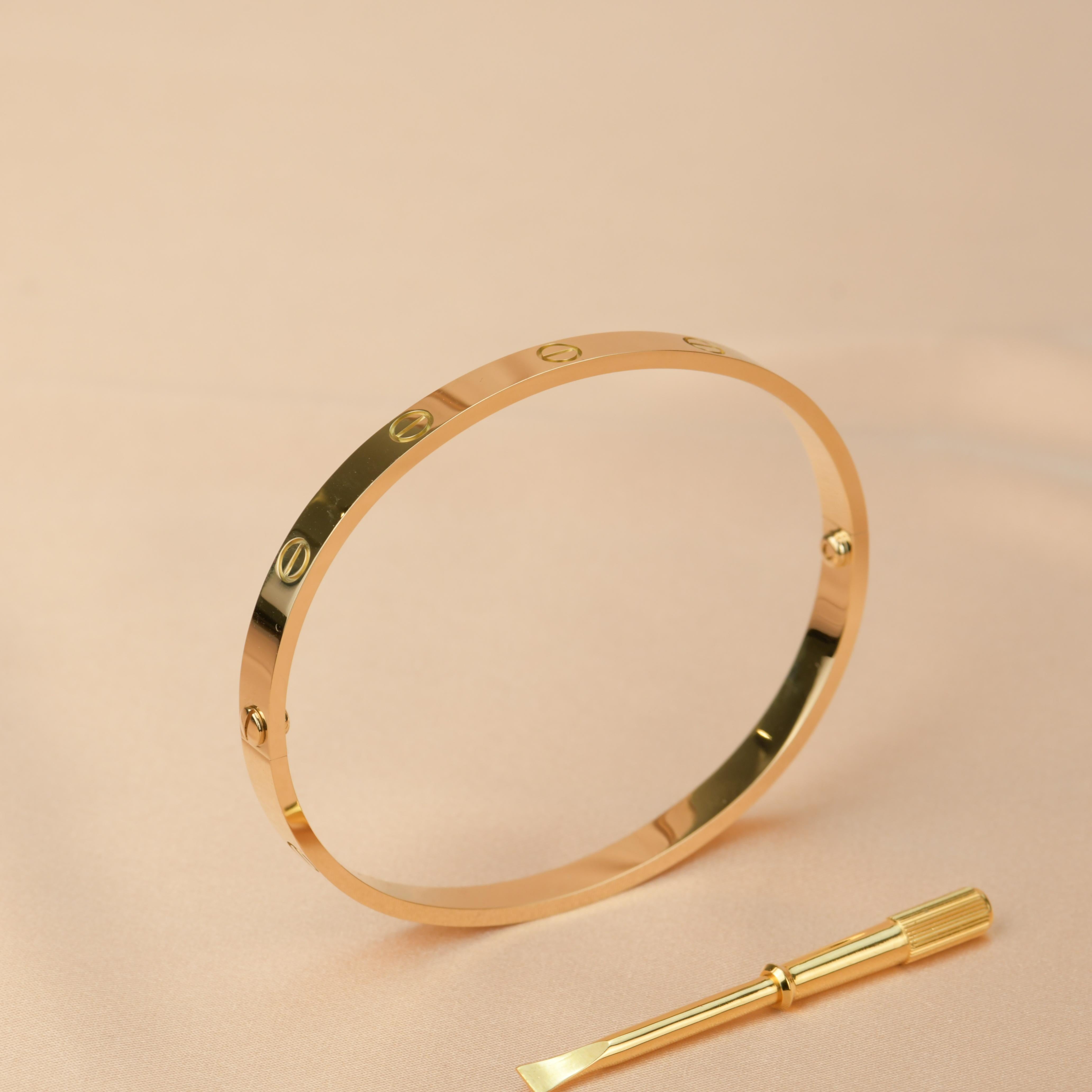 Cartier Love Yellow Gold Bracelet Size 20 In Excellent Condition In Banbury, GB