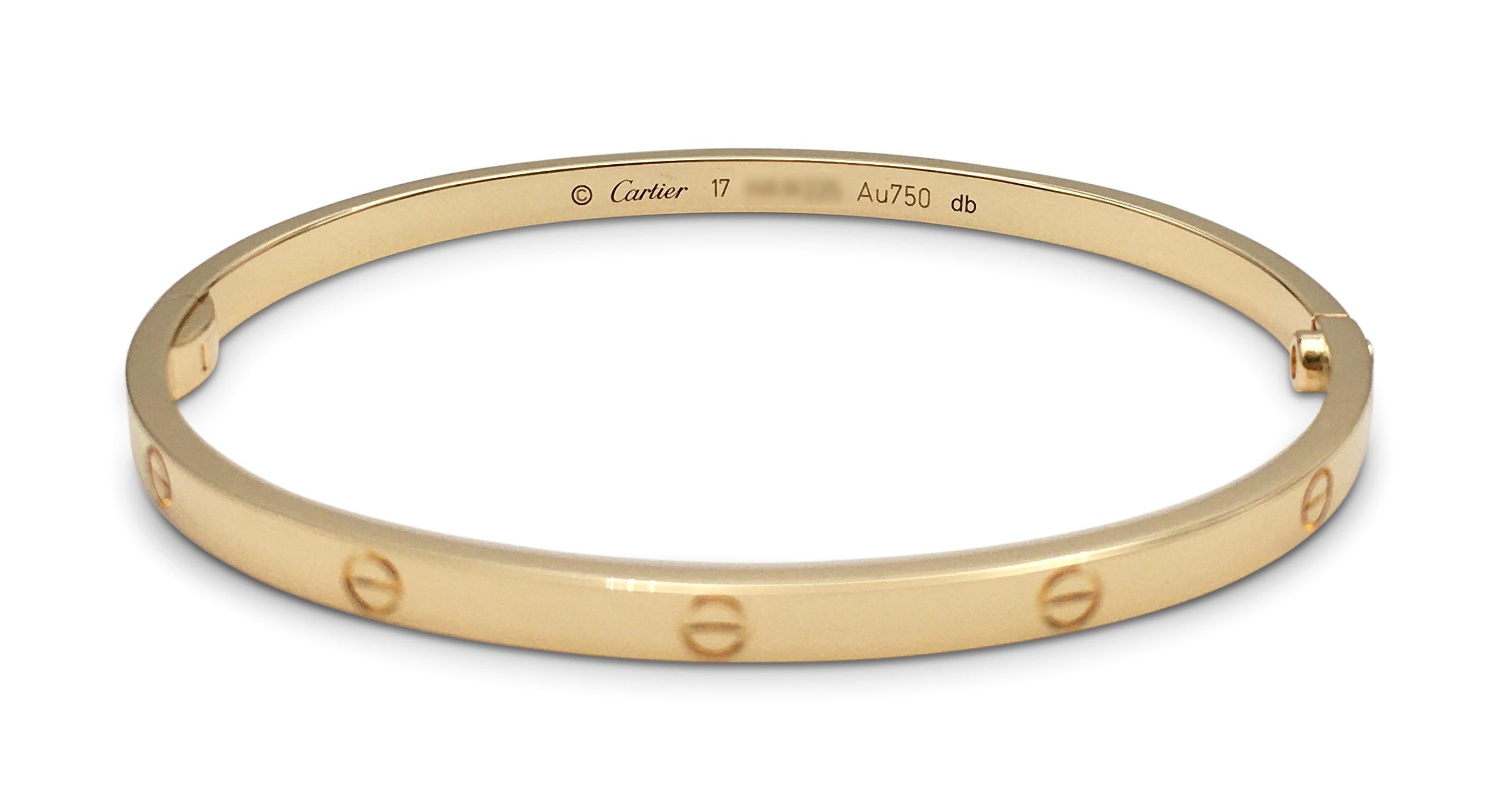 Cartier 'Love' Yellow Gold Bracelet, SM In Excellent Condition In New York, NY