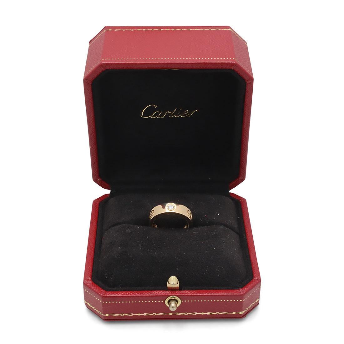 Round Cut Cartier Love Yellow Gold Diamond Ring