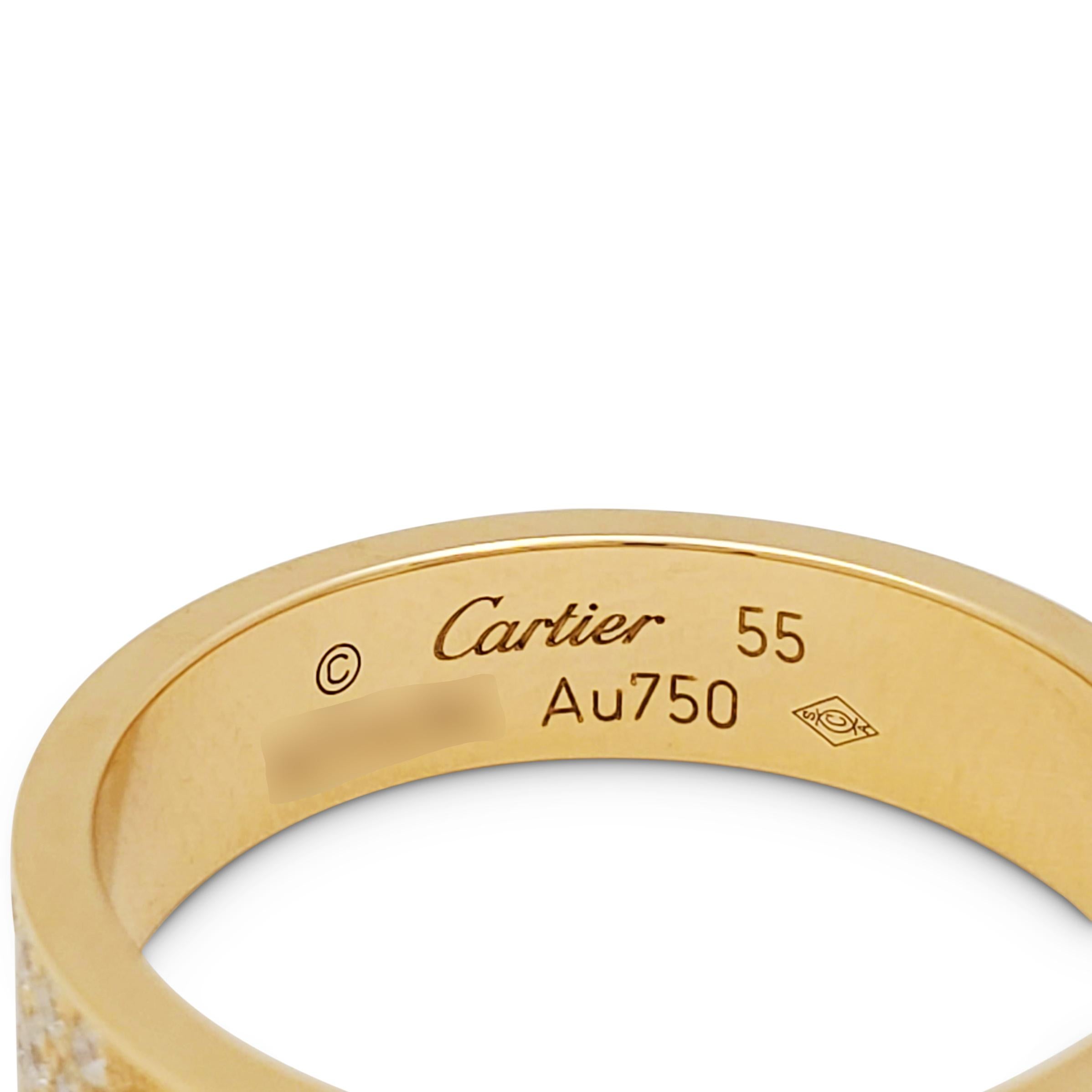 Cartier Love Yellow Gold Diamond Wedding Band For Sale at 1stDibs