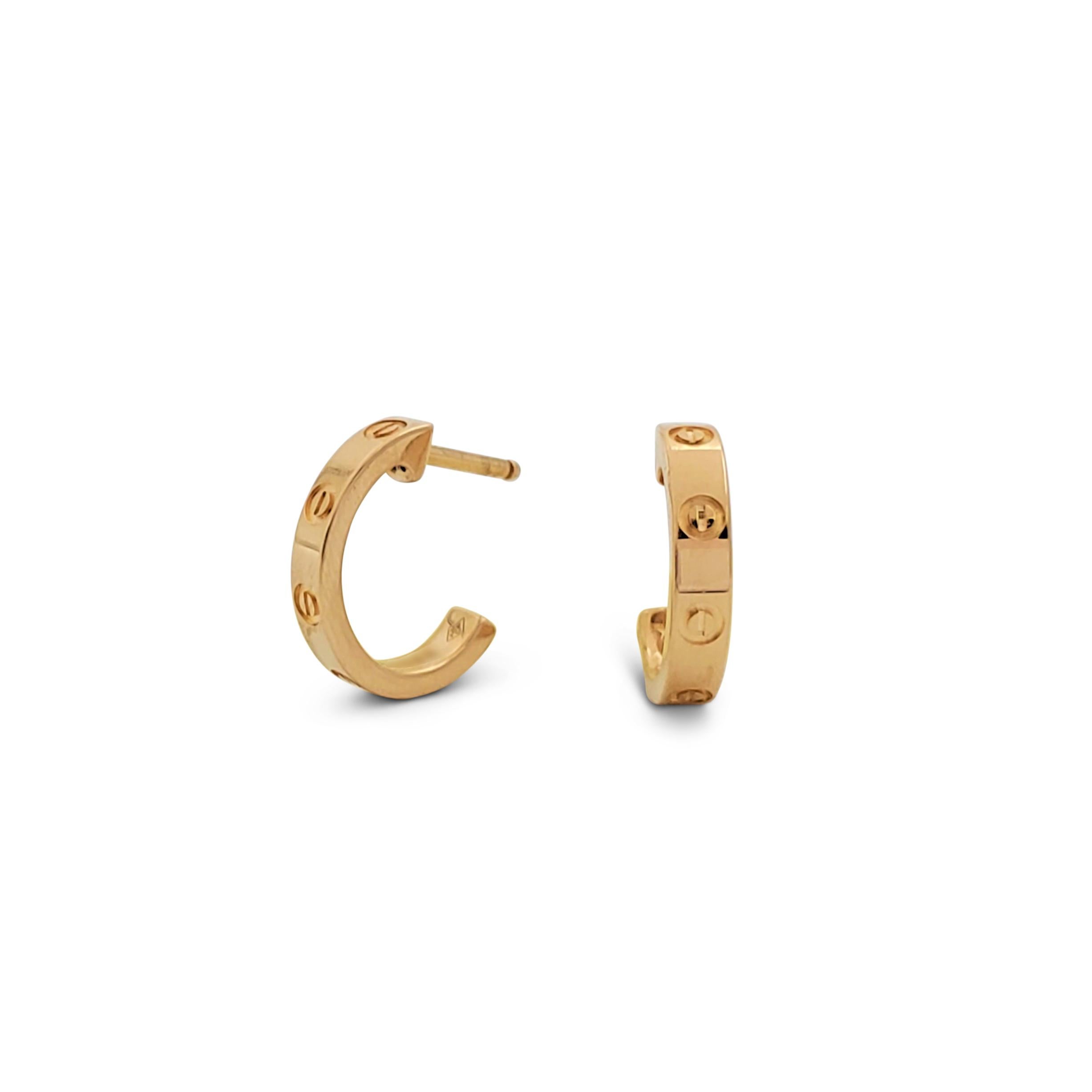 Cartier 'Love' Yellow Gold Earrings In Excellent Condition In New York, NY