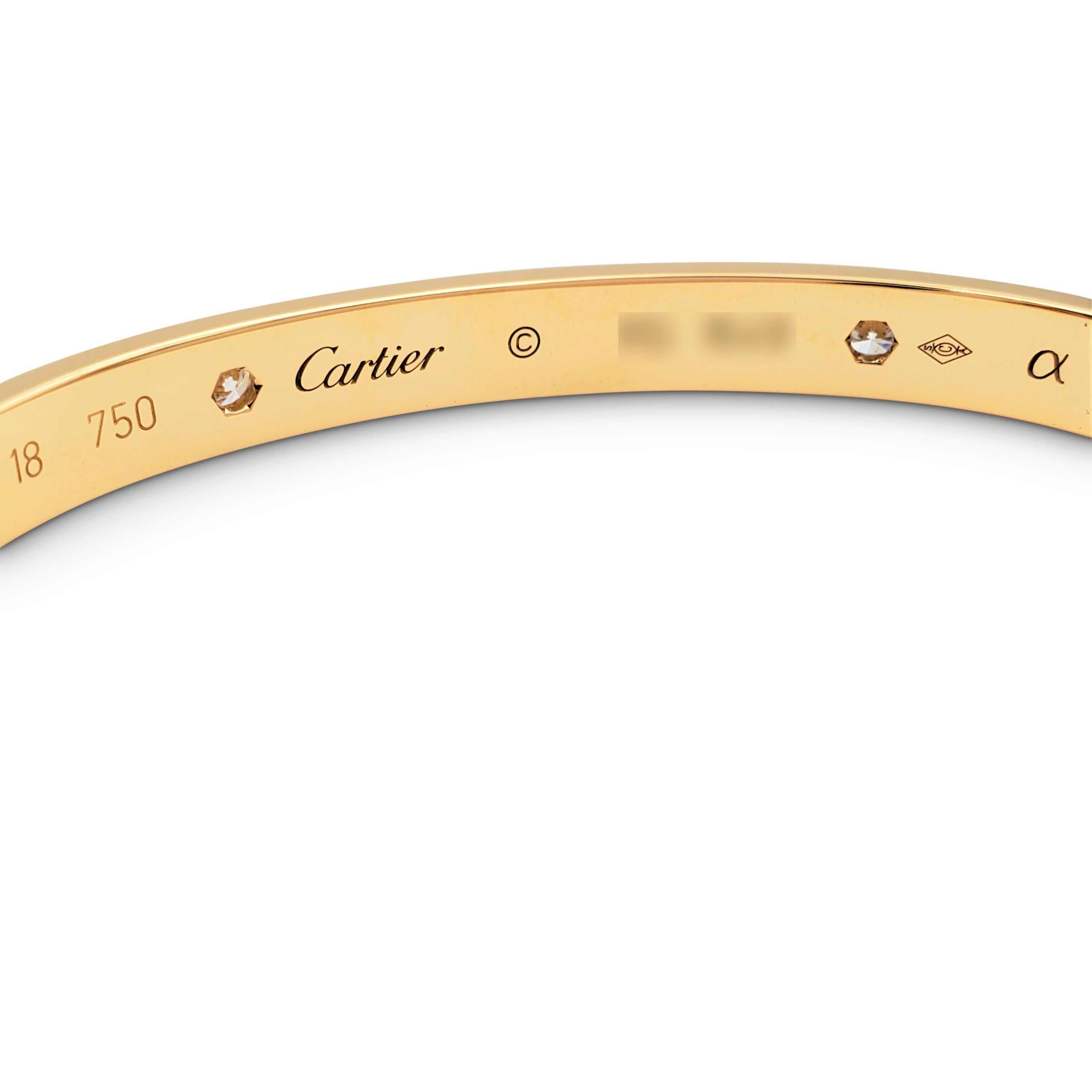 Women's or Men's Cartier 'Love' Yellow Gold Four-Diamond Bangle
