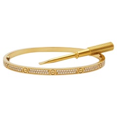 Cartier ''Love'' Yellow Gold Paved Diamond Bracelet, Small Model