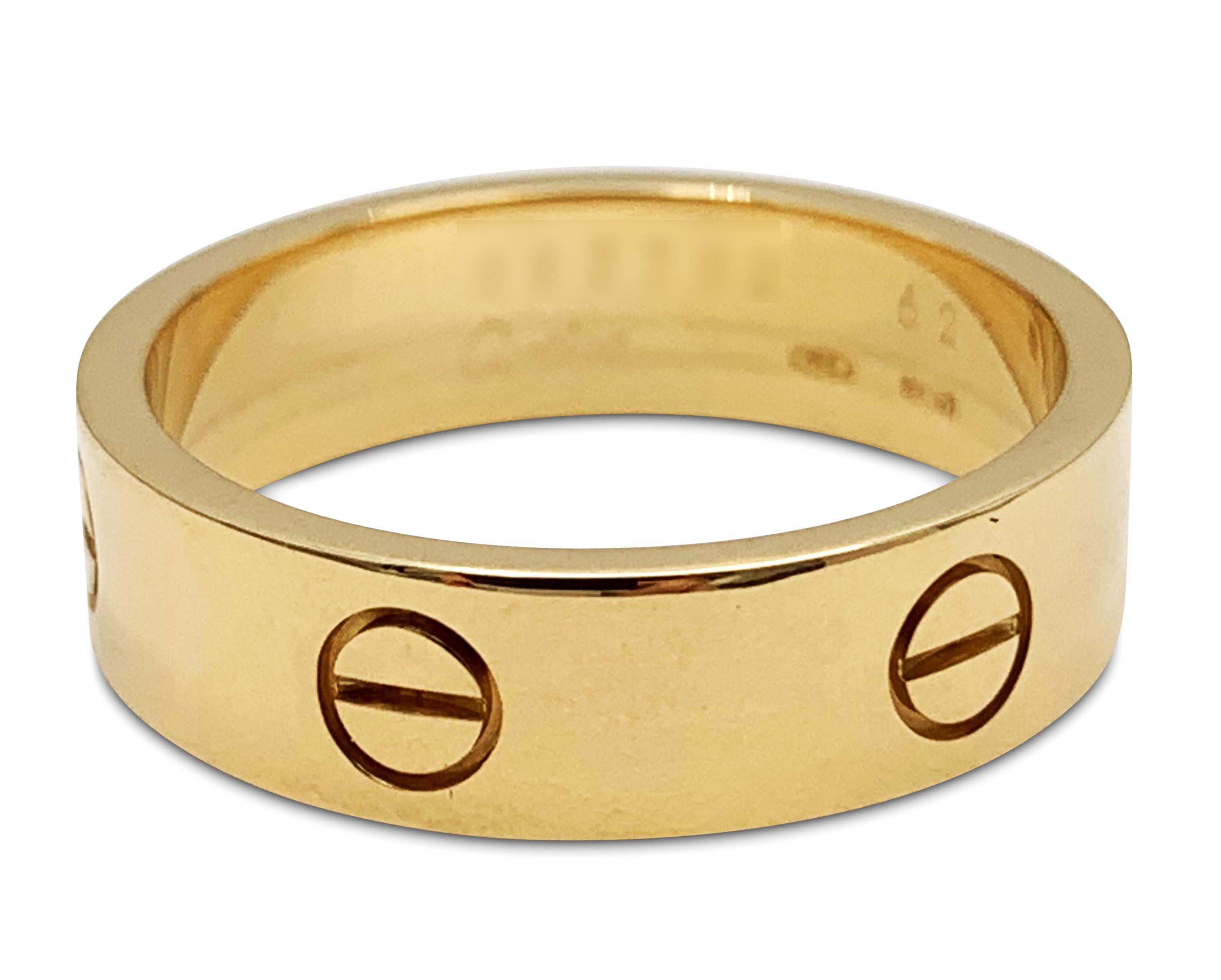 Cartier 'Love' Yellow Gold Ring In Excellent Condition In New York, NY