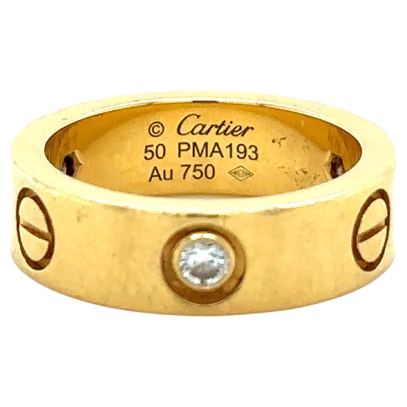 Cartier Love Yellow Gold Ring with 3 Diamonds For Sale at 1stDibs