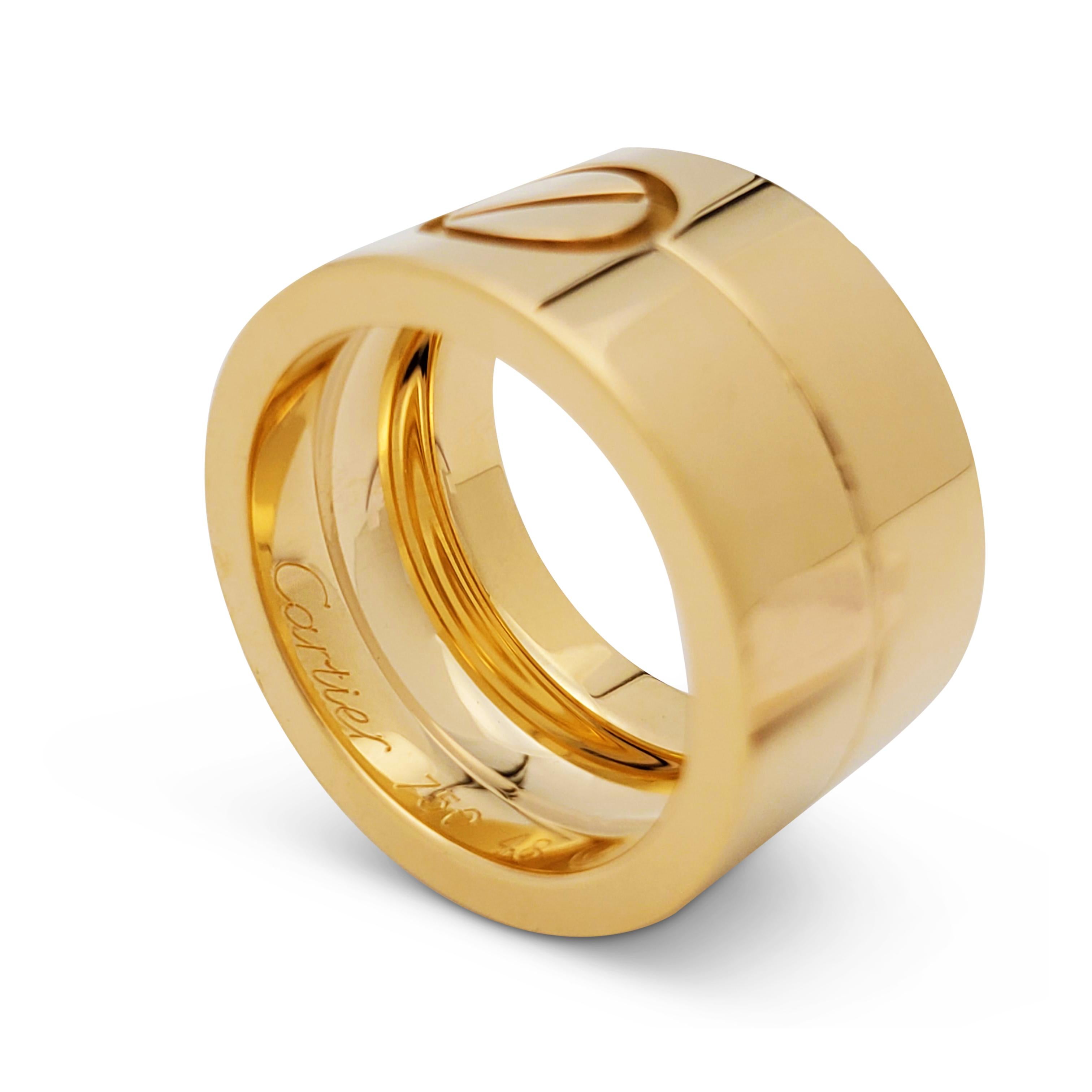Cartier Love Yellow Gold Wide Band Ring For Sale 4