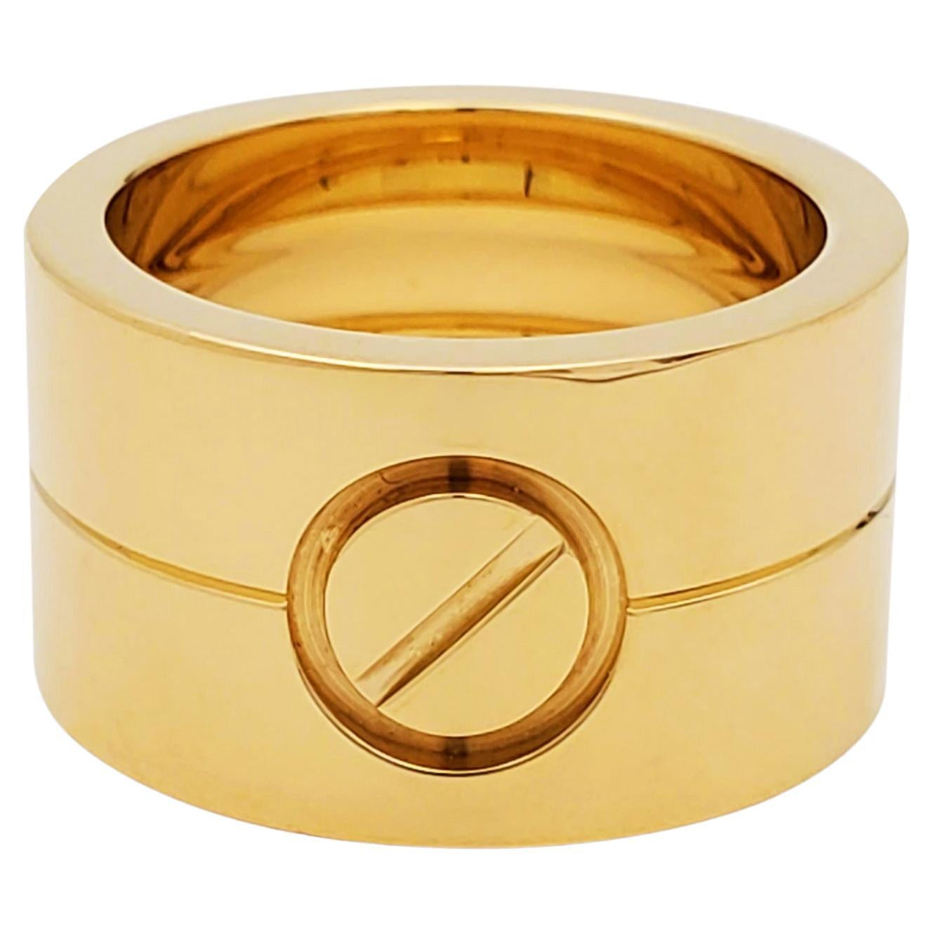 Cartier Love Yellow Gold Wide Band Ring For Sale