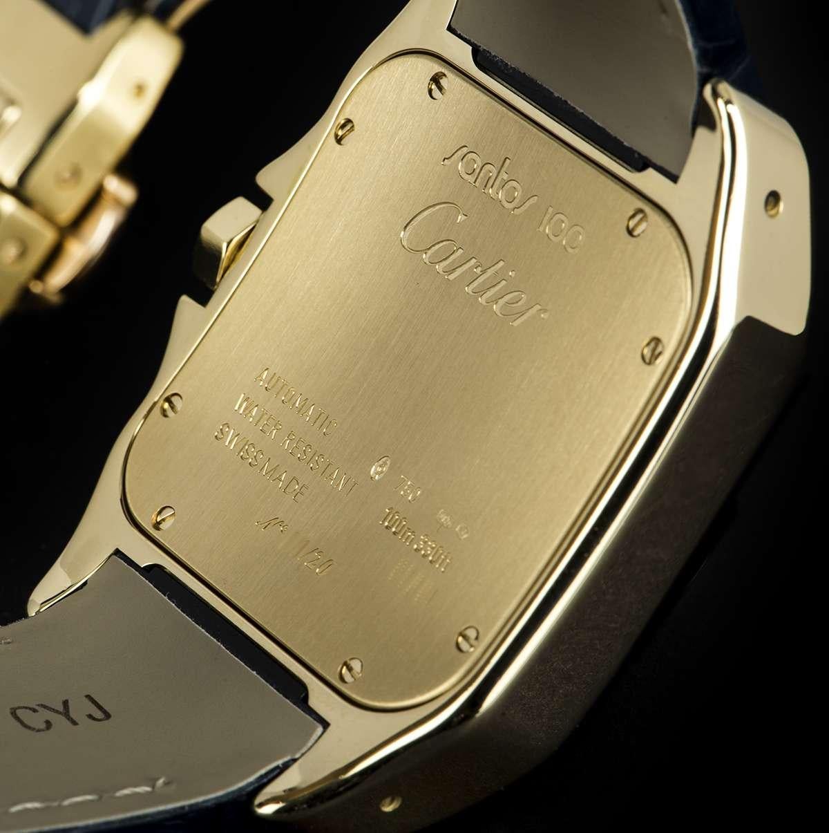 Cartier Ltd Ed Falcon D Art Santos 100 Gents Gold Enamel Dial Automatic Watch 1