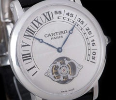 Cartier Ltd Edition Platinum Rotonde Tourbillon Retrograde Guilloche Dial Watch