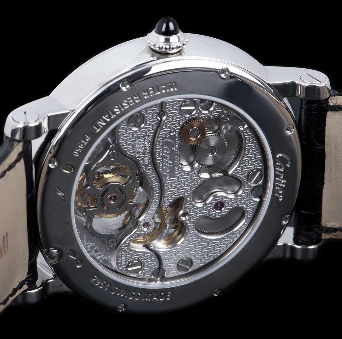 Men's Cartier Ltd Edition Platinum Rotonde Tourbillon Retrograde Guilloche Dial Watch