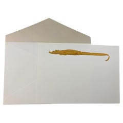 Cartier Luxury Iconic Crocodile Gold Design Carta e Busta da Scrivania