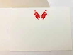 Cartier Luxury Red Chinese Dragons Design Card and Envelope Desk Stationery