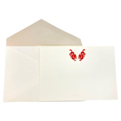 Cartier Luxury Red Chinese Dragons Design Card and Envelope Desk Stationery