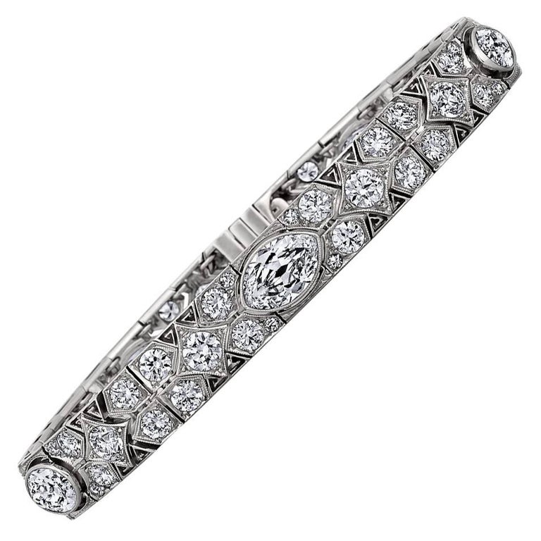Cartier France Magnificent Art Deco Diamond Platinum Bracelet For Sale at  1stDibs