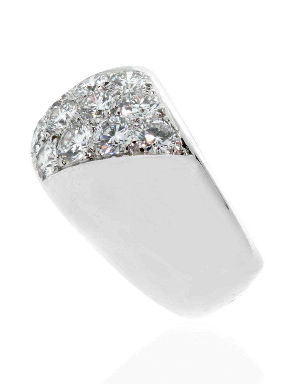A marvelous authentic Cartier ring is presented here, immaculately set with approximately 2.40 carats of the finest of Cartier round brilliant cut diamonds in shimmering 18k white gold. This Cartier diamond gold ring would be a beautiful gift for