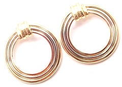 Cartier Magnolia Tri-Color Gold Hoop Earrings