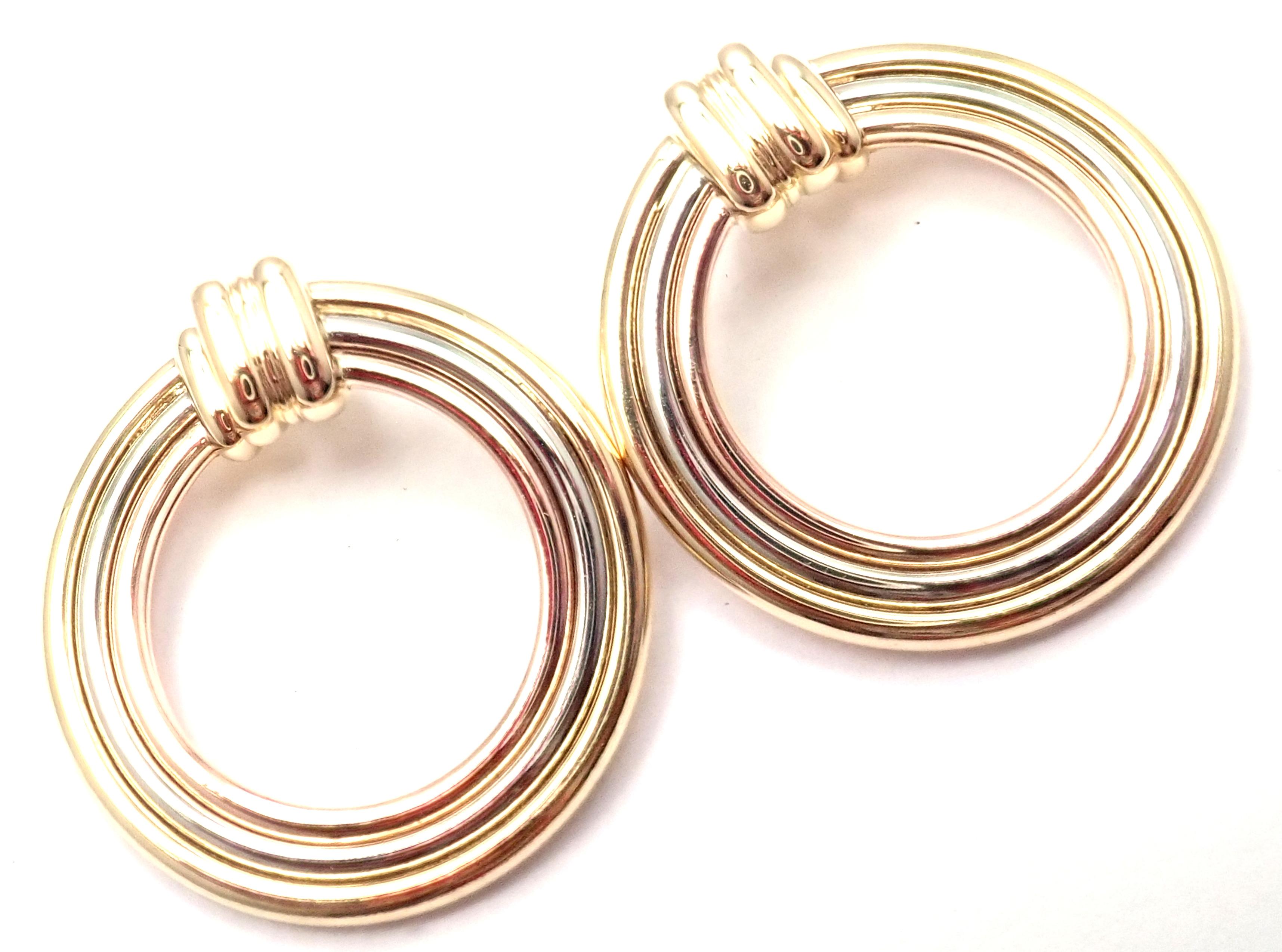 Cartier Magnolie Dreifarbiger Goldreifen-Ohrring für Damen oder Herren im Angebot