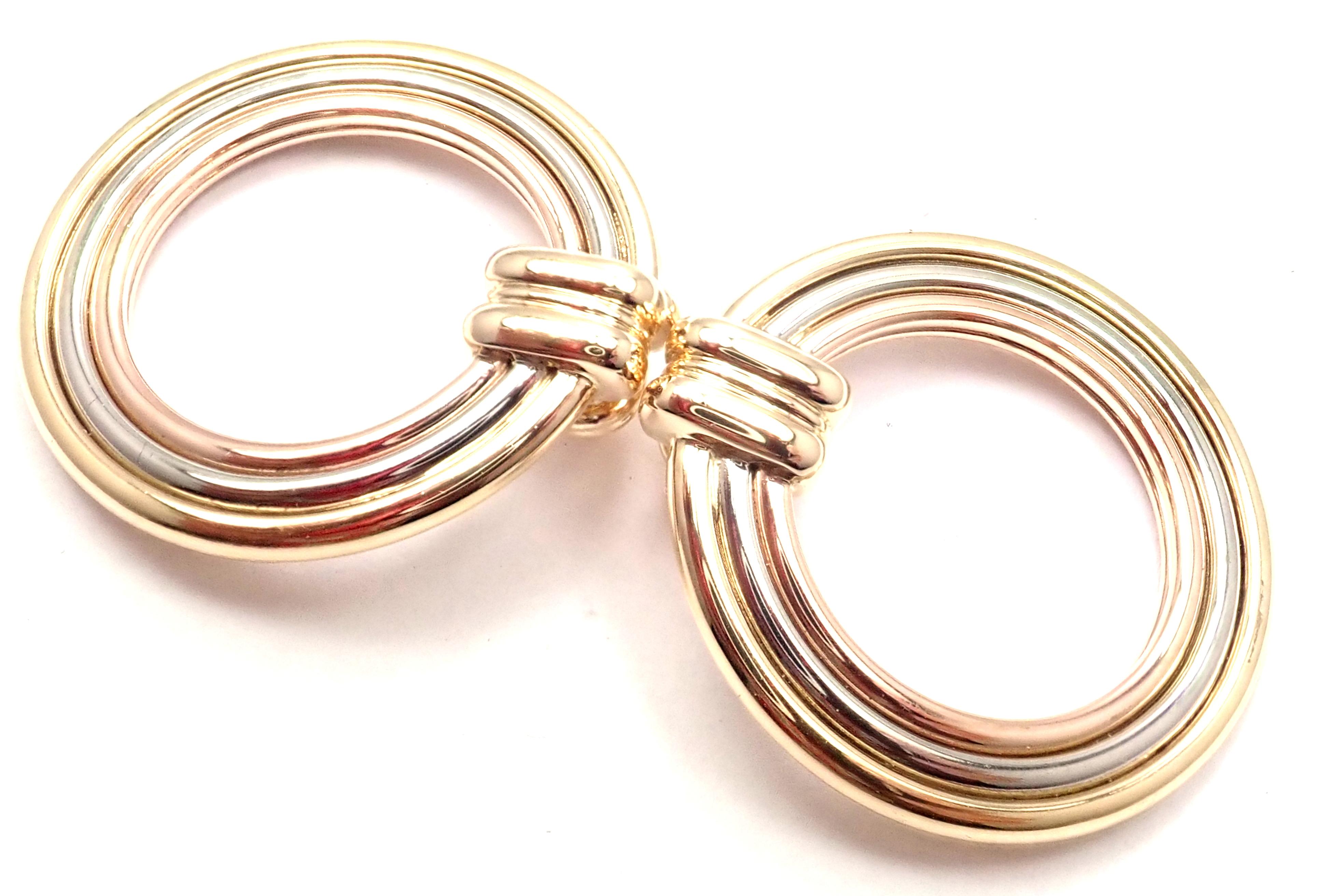 Cartier Magnolia Tri-Color Gold Hoop Earrings For Sale 2