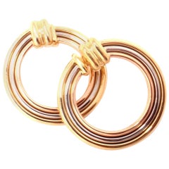 Cartier Magnolia Tri-Color Gold Hoop Earrings