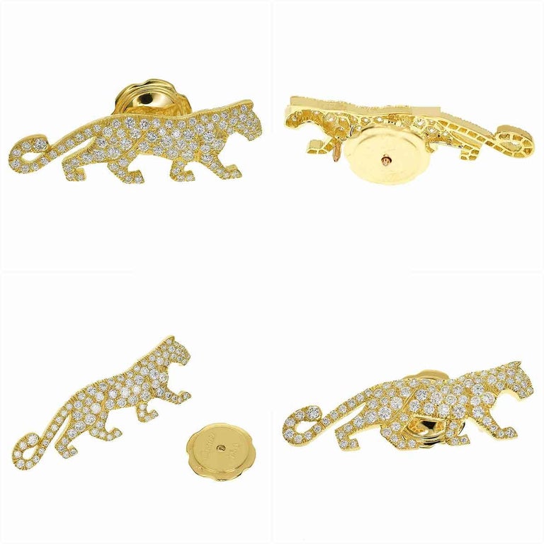 Grande Broche Panthère Argentée Effet Diamanté - Bijou 5011 - Occasion