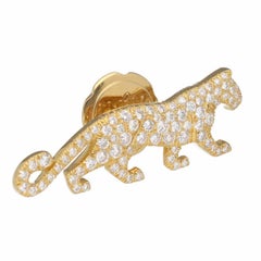 Cartier Mahango Panthere Diamond Pin Brooch 18K Yellow Gold
