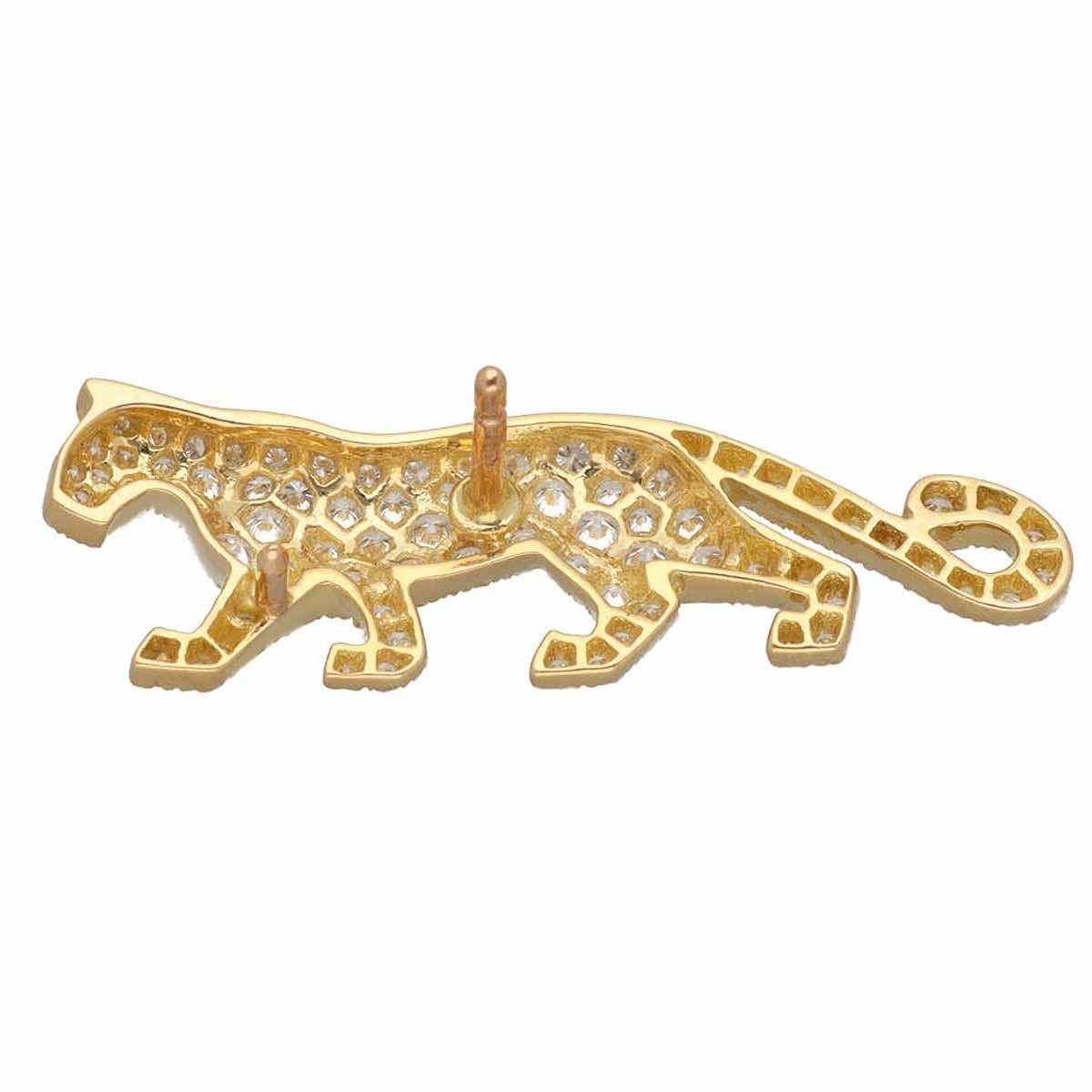 Cartier Mahango Panthere Diamond Pin Brooch 18K Yellow Gold In Good Condition For Sale In Tokyo, JP