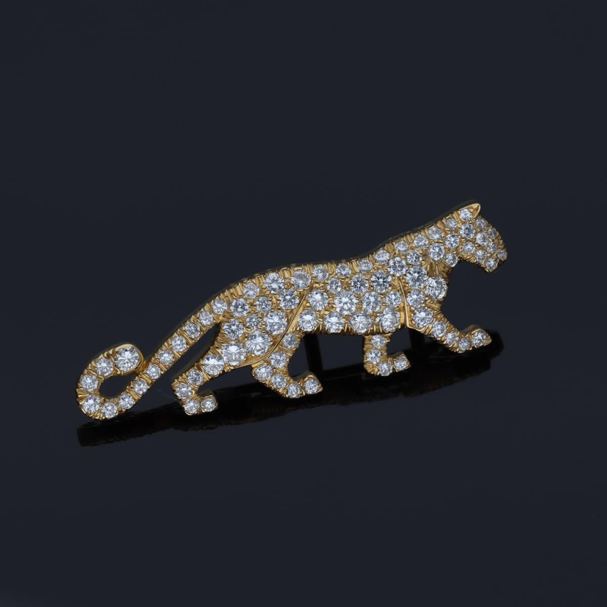 Cartier Mahango Panthere Diamond Pin Brooch 18K Yellow Gold For Sale 5