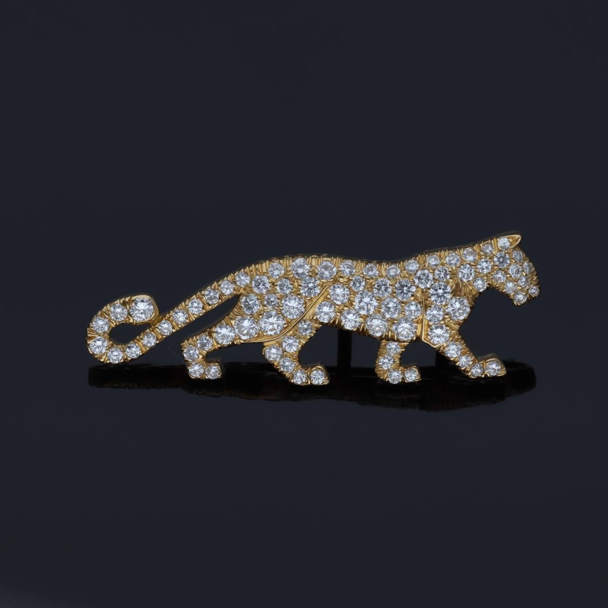 Cartier Mahango Panthere Diamond Pin Brooch 18K Yellow Gold For Sale 6