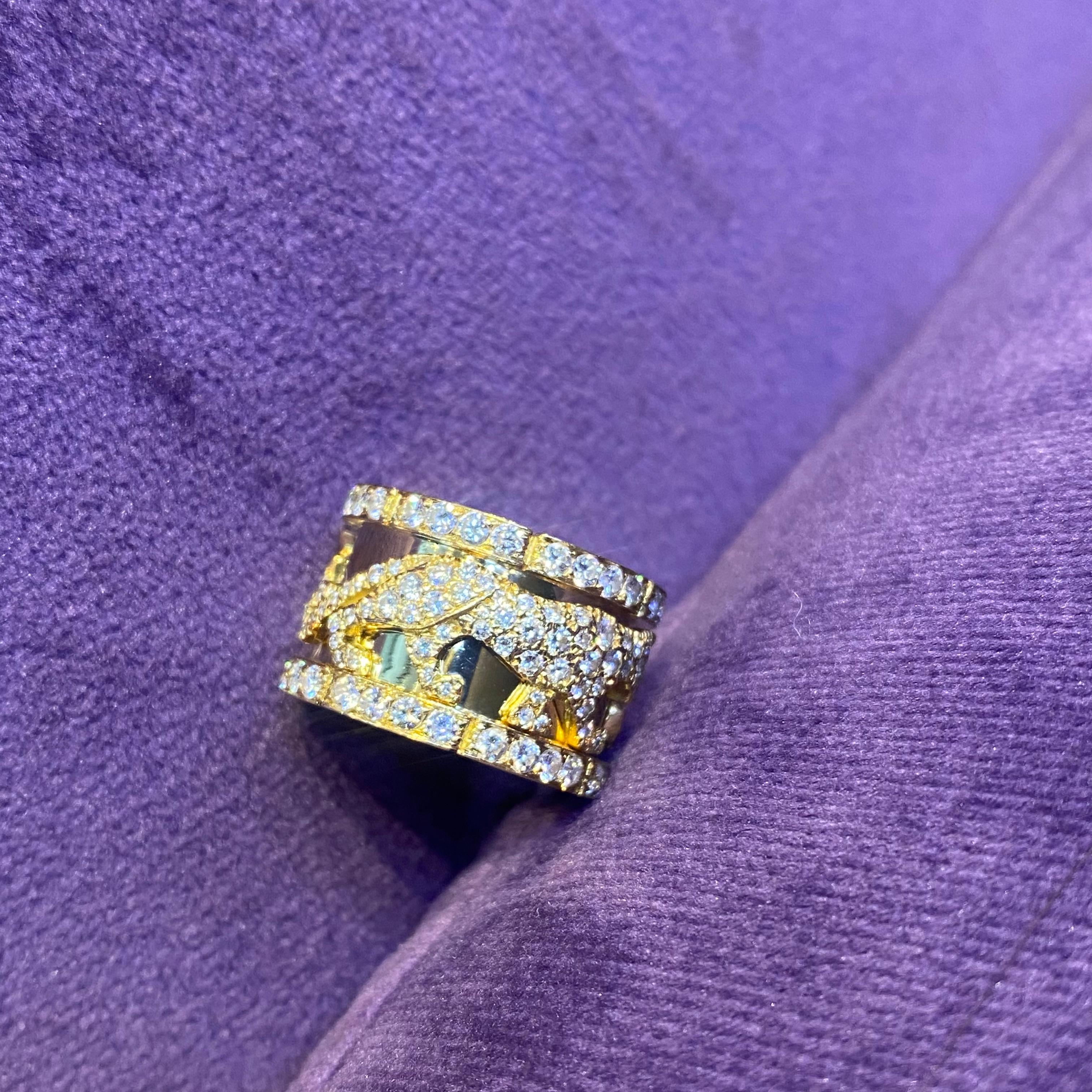 Cartier Mahango Walking Panthère' Diamond Ring For Sale 4